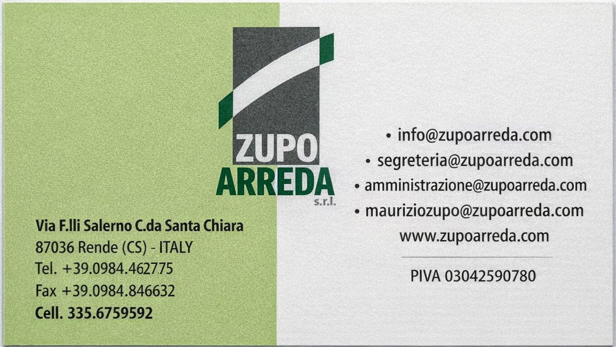 Biglietto da visita Zupo Arreda